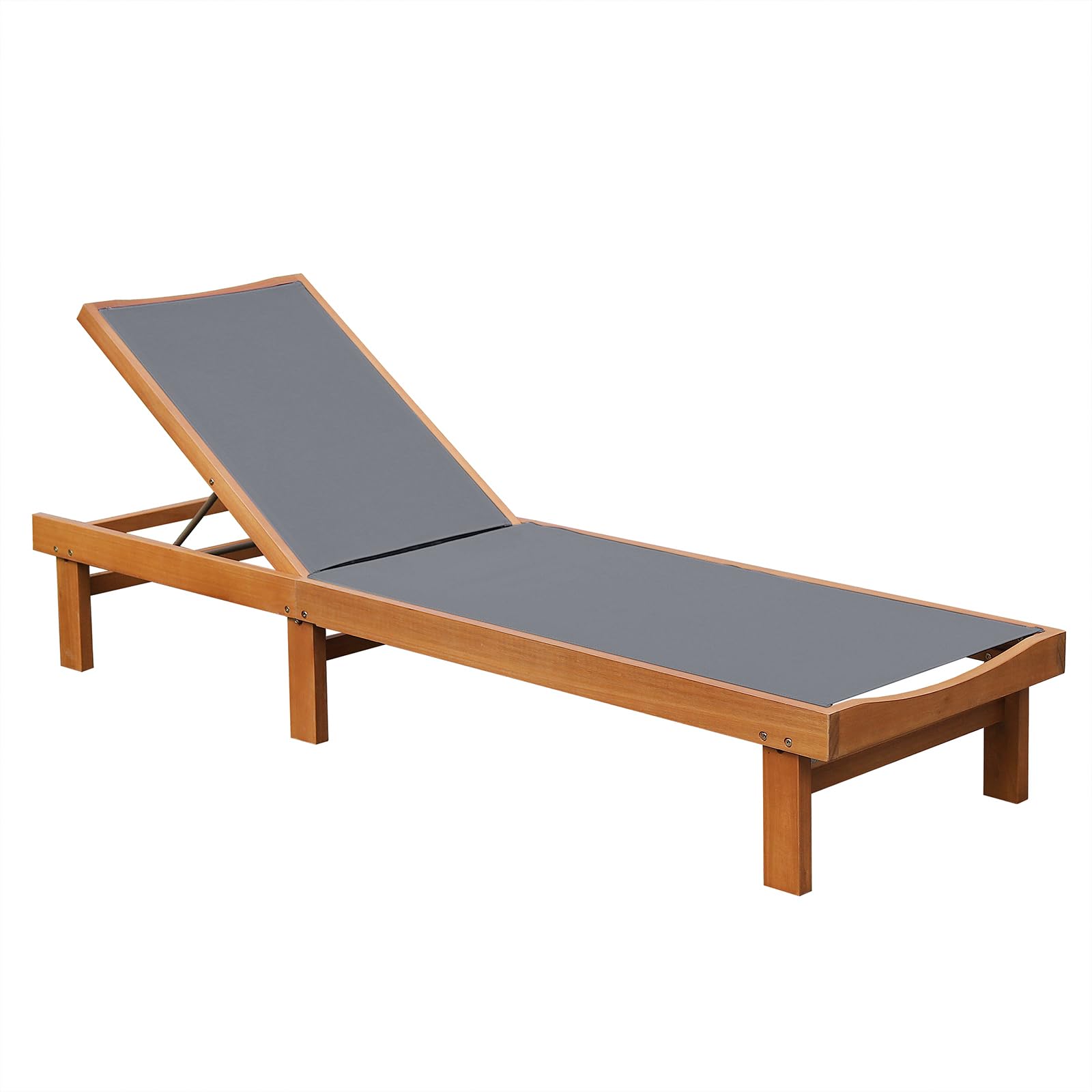 Tangkula Wood Lounge Chair Outdoor for Poolside Lawn Backyard